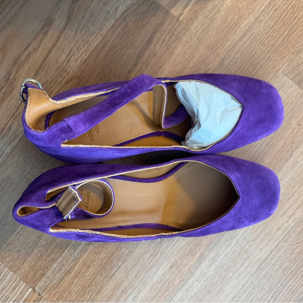 Sézane Lizzie Babies in Purple Suede size 39/US 8 - Picture 6 of 7